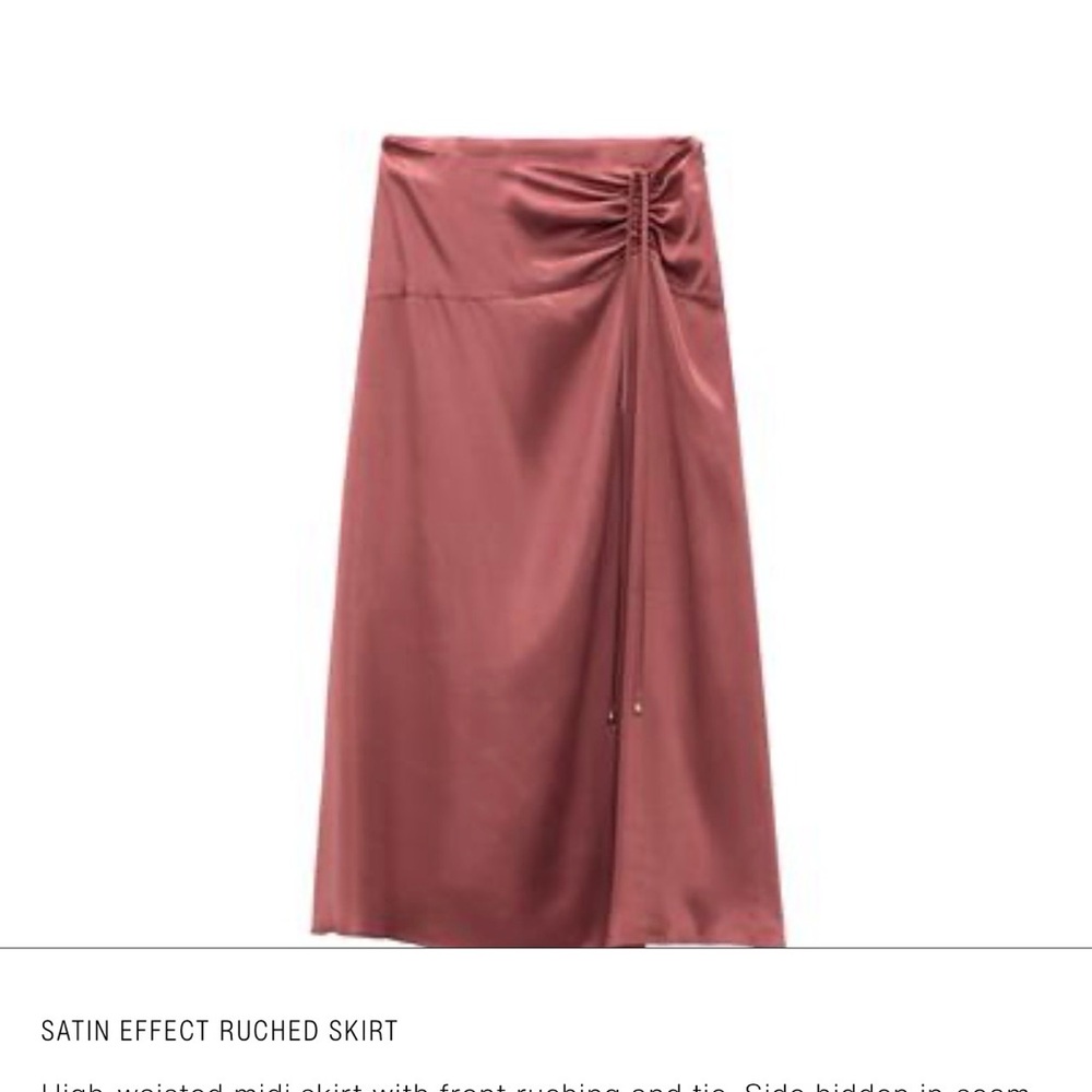 Zara Satin Effect Midi Skirt - Mauve